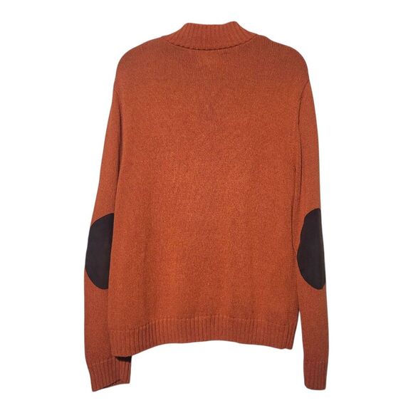 Ralph Lauren Chaps Mens M Henley Pullover Knit Sweater Academia- Dad Elbow Patch - Picture 10 of 11